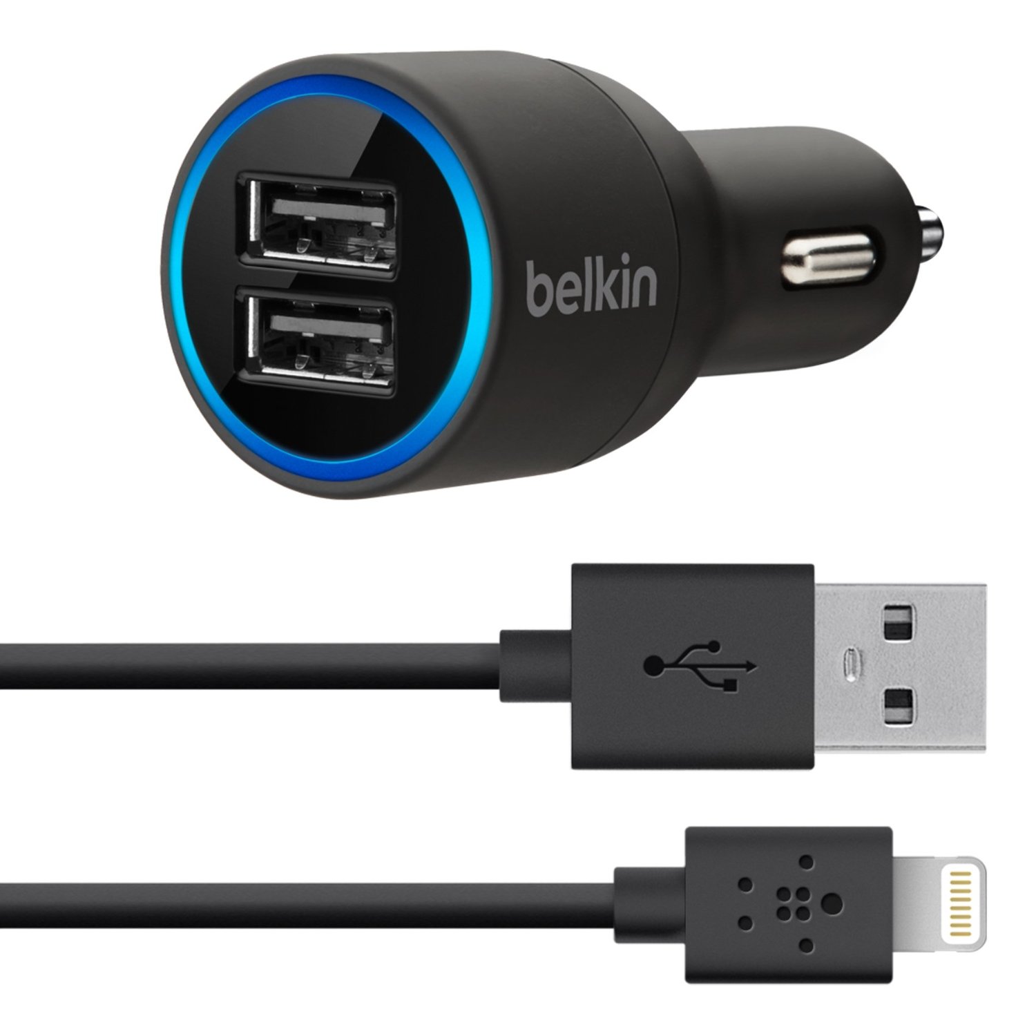 Belkin ベルキン Lightning対応デュアルUSBカーチャージャ2×2.1A 1.2mケーブル